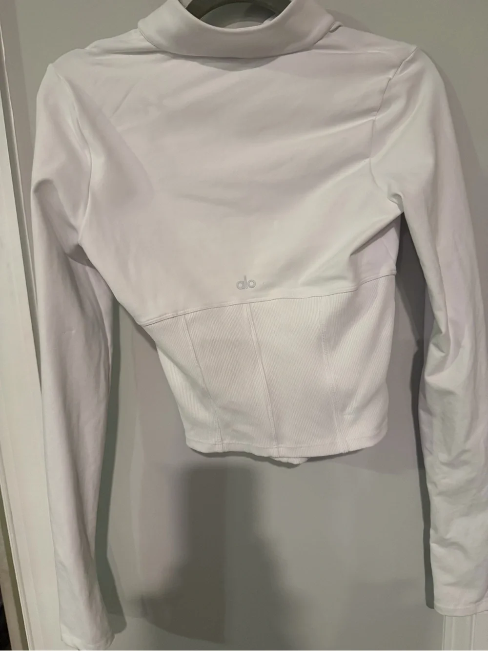 Alo Women's White Aolirbrush Corset Full  Zip-Front Jacket